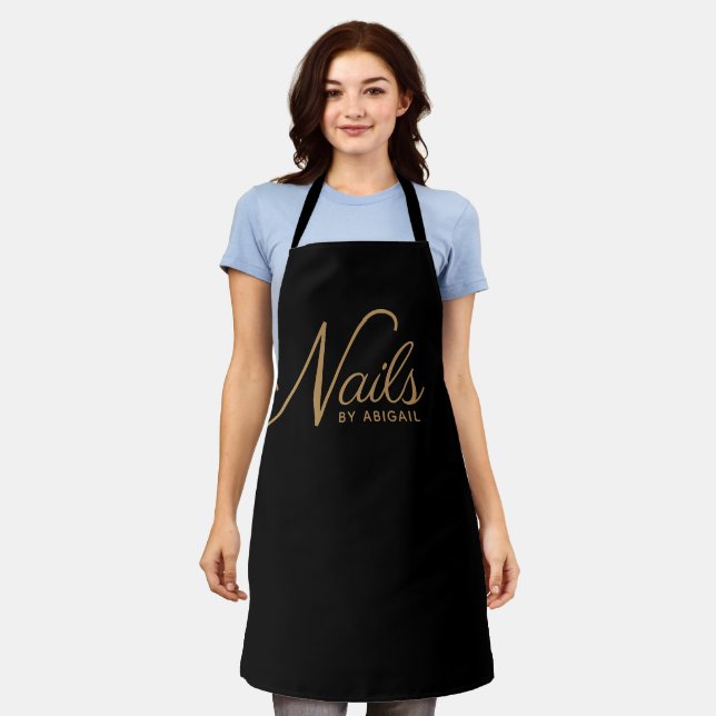 Modern Black & Gold Nail Stylist Apron (Worn)