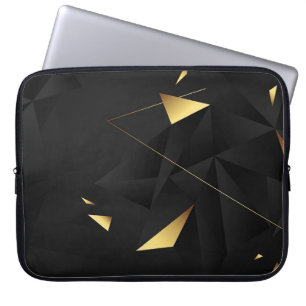 Modern Black-Gold Polygonal Shapes Texture Laptop Sleeve