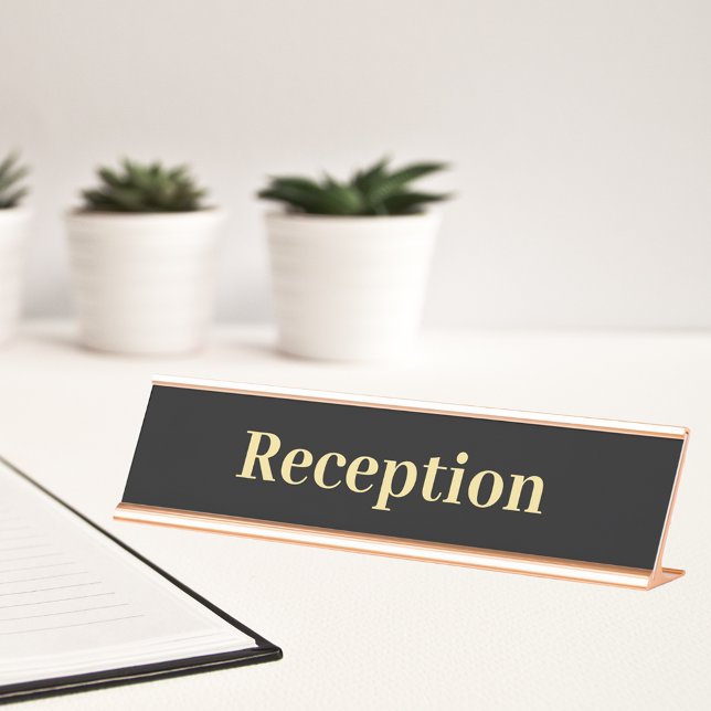 Modern Black Gold Professional Office Reception Desk Name Plate (Modern Black Gold Professional Office Reception Desk Name Plate)