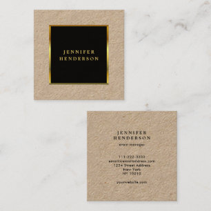 Modern black gold professional rustic kraft square business card