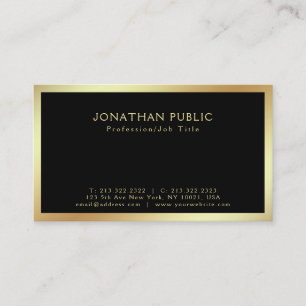 Modern Black Gold Professional Stylish Plain Business Card