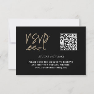 Modern Black & Gold QR Code RSVP 