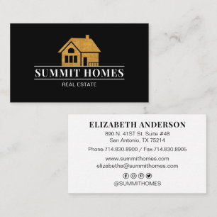 Modern Black Gold Real Estate Listing Agent Business Card