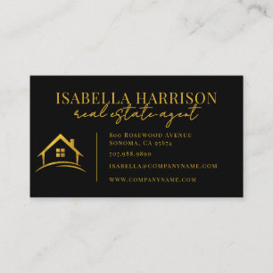 Modern Black Gold Real Estate Logo Business Card