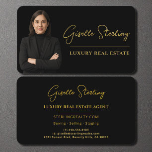 Modern Black Gold Real Estate Luxury Business Card