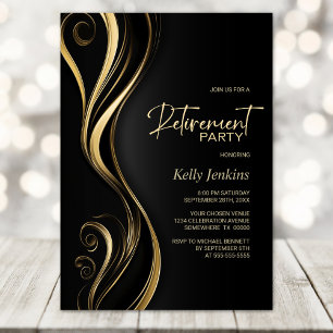 Modern Black Gold Retirement Party Invitation