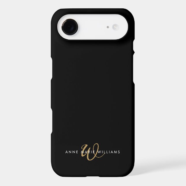 Modern Black Gold Script Monogram (Back)
