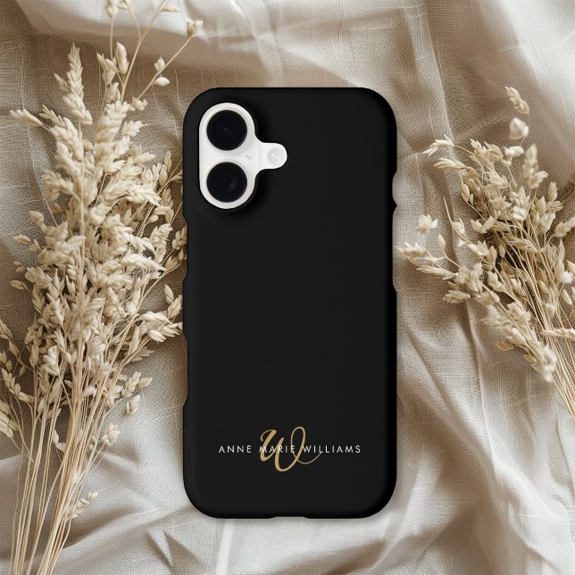 Modern Black Gold Script Monogram (Creator Uploaded)