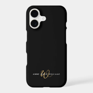Modern Black Gold Script Monogram