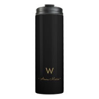 Modern Black Gold Script Monogram