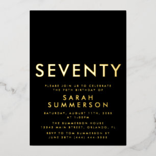 Modern Black Gold Seventy 70th Birthday Party