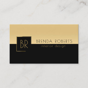 Modern Black & Gold Sharp Geometric Design Business Card