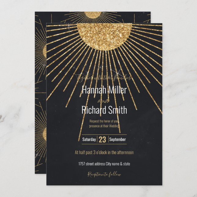 Modern Black Gold Shining Sun (Front/Back)