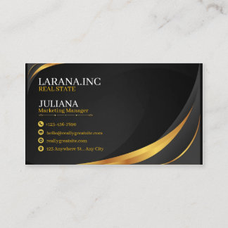 Modern Black & Gold Simple Business Card