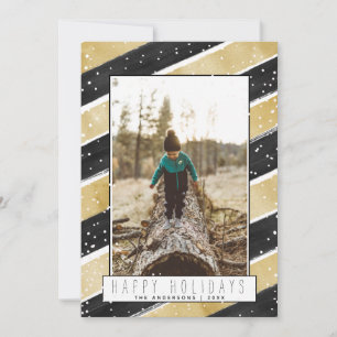 Modern Black & Gold Snowflakes Holiday Christmas