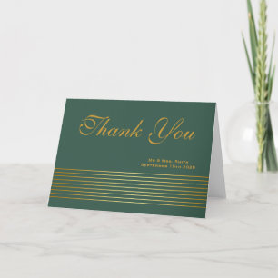 Modern Black Gold Striped Sleek Thank You Card