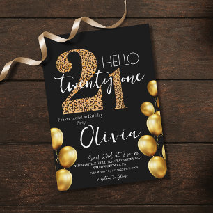 Modern Black Gold Twenty One 21st Birthday Party Invitation