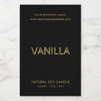 Modern black gold typography candle product label