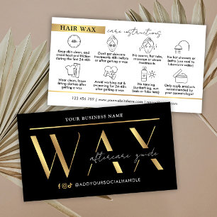 Modern Black & Gold Waxing Aftercare Instructions Business Card