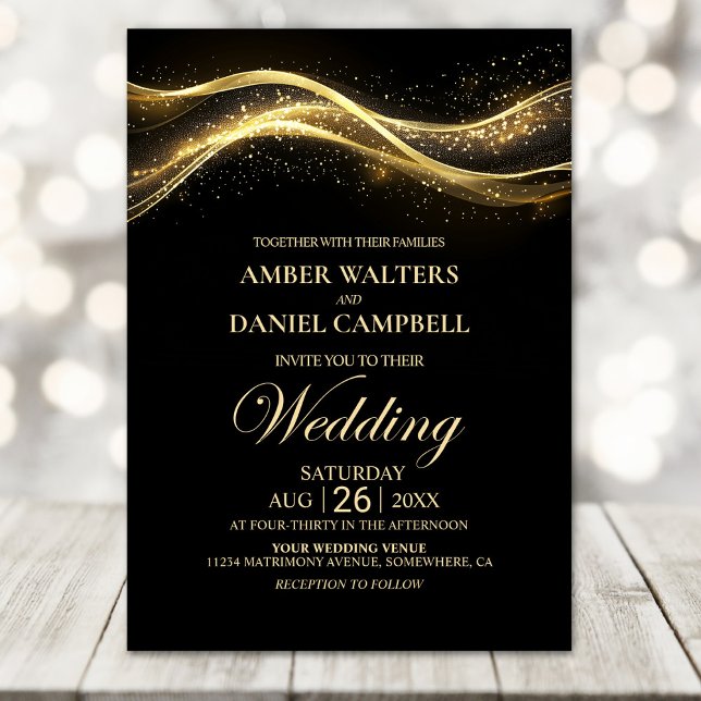 Modern Black Gold Wedding Invitation (Creator Uploaded)