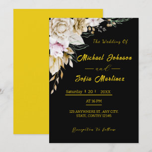 Modern Black & Gold Wedding Invitation   Elegant 