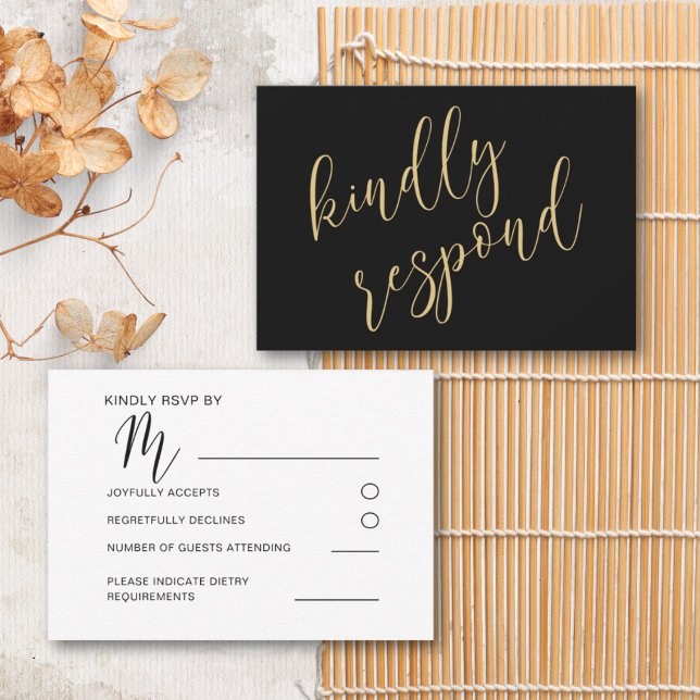 Modern Black & Gold Wedding RSVP  (Creator Uploaded)