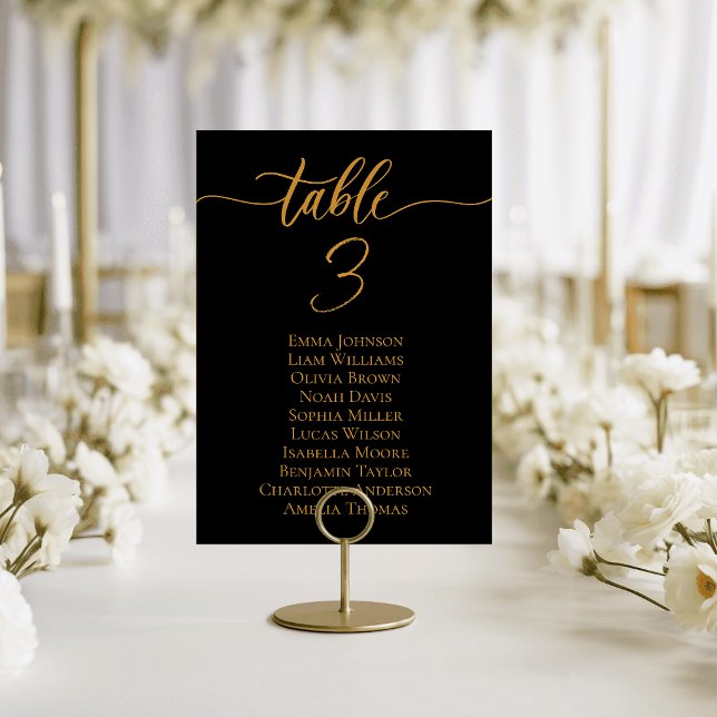 Modern Black Gold Wedding Table Cards Seating Plan (Modern Black Gold Wedding Table Cards Seating Plan)