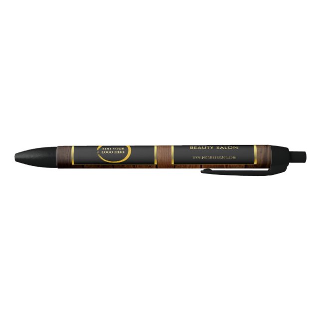 Modern black gold wood pattern professional logo ink pen (Bottom)