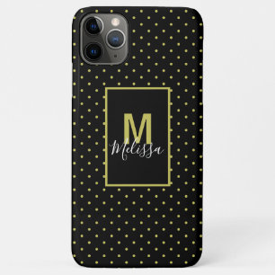 Modern Black Golden Circle Pattern Monogram Case-Mate iPhone Case
