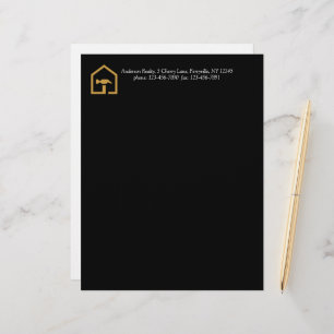 Modern Black & Golden Construction Building Custom Letterhead