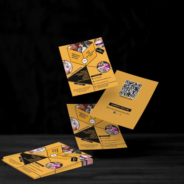 Modern Black Golden Yellow Custom Beauty Salon Spa Flyer (Creator Uploaded)