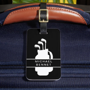 Modern Black Golf Sport Luggage Tag
