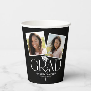 Modern Black Graduation Cap & Tassel Paper Cups