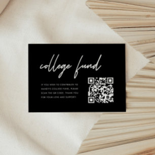 Modern Black Graduation College Fund QR Code Enclosure Card
