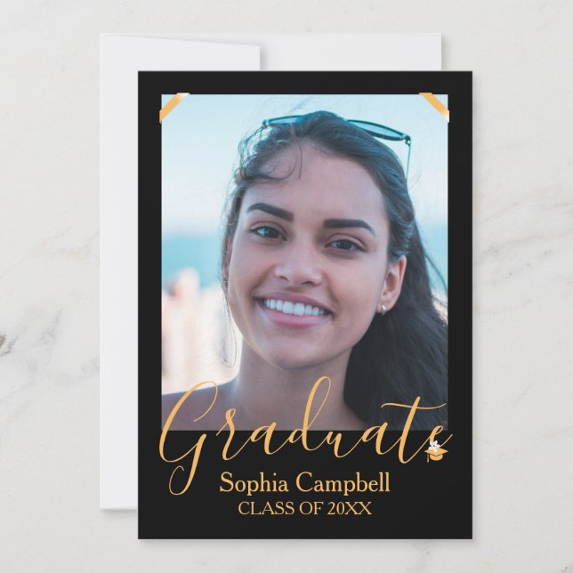 Modern Black Graduation Invitation (Front)