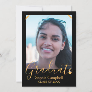 Modern Black Graduation Invitation