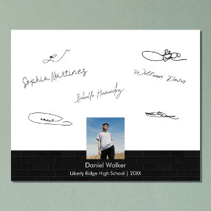 Modern Black Graduation Party Signing Guest Photo Print