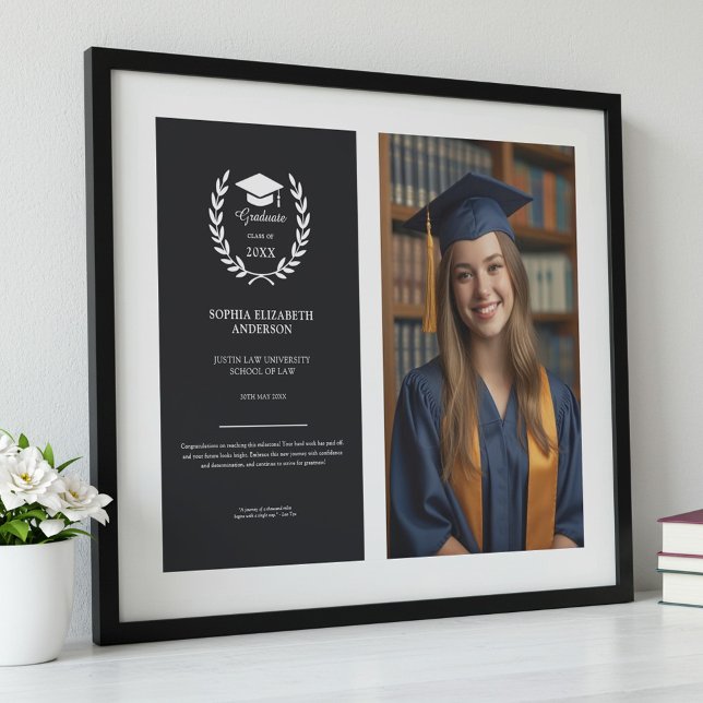 Modern Black Graduation Photo Achievement Frame Poster (Creator Uploaded)