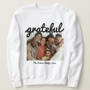 Modern Black Grateful Script Photo Sweatshirt