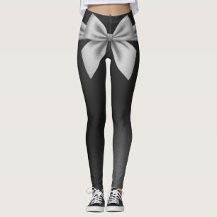 Modern Black Gray Bow Stylish Leggings
