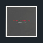 Modern Black Gray Red Professional Your Name Napkin<br><div class="desc">Represent yourself with this modern,  elegant design. This template can be customized to meet all professional occupations.</div>