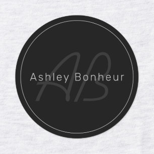 Modern Black & Grey Cool Name & Monogram