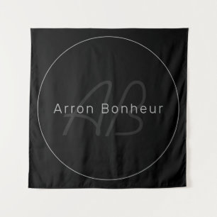Modern Black & Grey   Cool Name & Monogram Tapestry