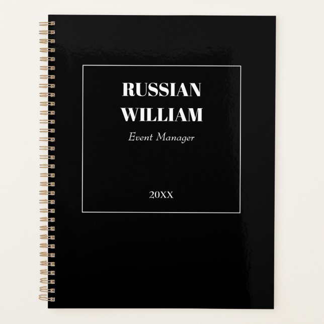 Modern Black Grey Elegant Business Planner (Front)