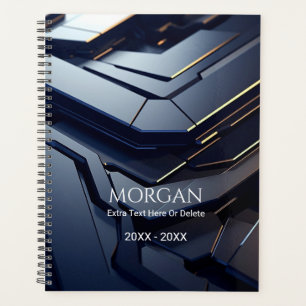 Modern Black & Grey Geometric Design, Name & Text Planner