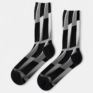 Modern Black & Grey Geometric Pattern Socks