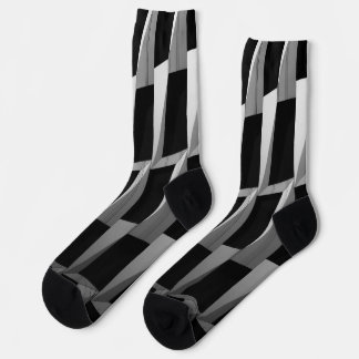 Modern Black & Grey Geometric Pattern Socks
