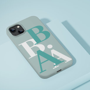 Modern Black & Grey initial minimal contemporary iPhone 16 Pro Case