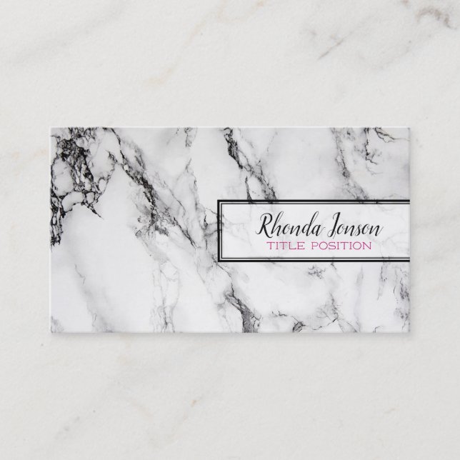 Modern Black & Grey Marble Business Card (Front)