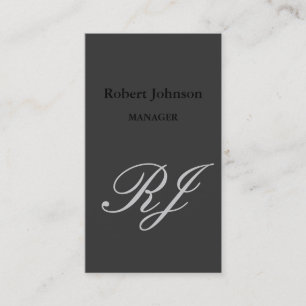 Modern Black Grey Monogram Business Card